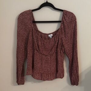 Elegant Animal Print Long Sleeve Blouse